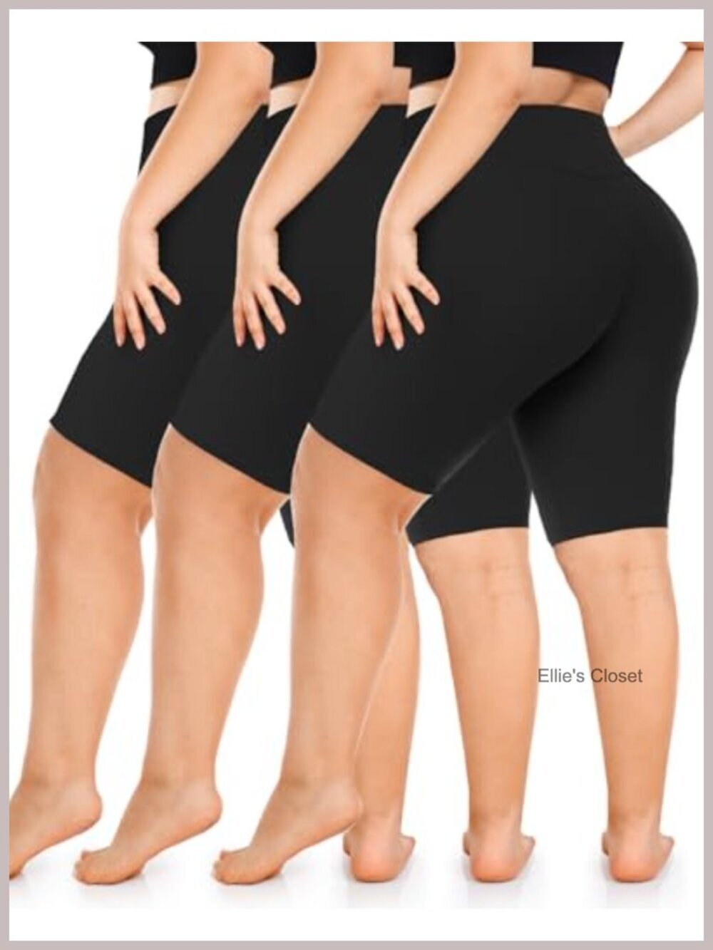 3 Pack Plus Size Biker Shorts High Waist 8" Workout Shorts with Pockets